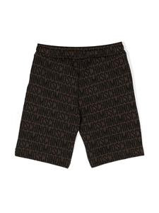 moschinokids Moschino Kids Trainingsshorts met monogramprint - Bruin
