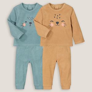LA REDOUTE COLLECTIONS Set van 2 pyjama's, 2-delig, badstof