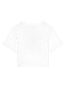 dolce&gabbanakids Dolce & Gabbana Kids Gestrikt T-shirt verfraaid met logo - Wit