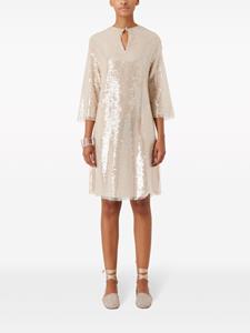 emporioarmani Emporio Armani Midi-jurk met pailletten en ceintuur - Beige