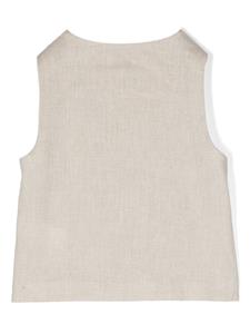 paolopecorakids Paolo Pecora Kids Button-up gilet van linnenblend - Bruin