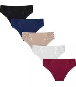Gaubert 5-pak kanten dames heup slips - Katoenen heup dames onderbroeken katoen - Midi vrouwen ondergoed