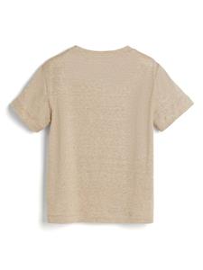 brunellocucinellikids Brunello Cucinelli Kids T-shirt met print van linnenblend - Beige