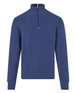 Tommy Hilfiger Half Zip Trui Structuur Blauw