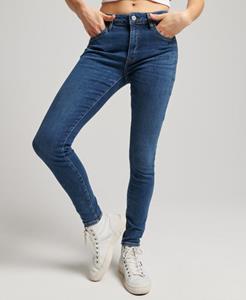 Superdry Vrouwen Vintage Skinny Jeans van Biologisch Katoen met Middelhoge Taille Donkerblauw