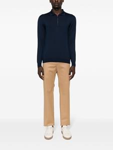 Kiton Kasjmier zijden poloshirt met lange mouwen - Blauw