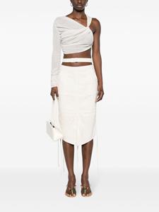 ANDREĀDAMO Midi-rok van stretch-katoen met dubbele ceintuur - Beige