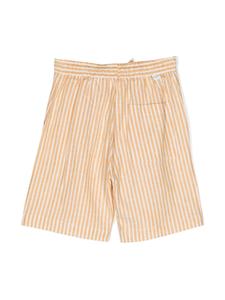 paolopecorakids Paolo Pecora Kids Gestreepte shorts van linnenblend - Geel