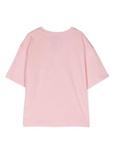 dolce&gabbanakids Dolce & Gabbana Kids Katoenen T-shirt met logopatch - Roze
