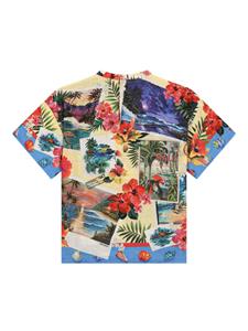 dolce&gabbanakids Dolce & Gabbana Kids Katoenen T-shirt met bloemenprint - Blauw