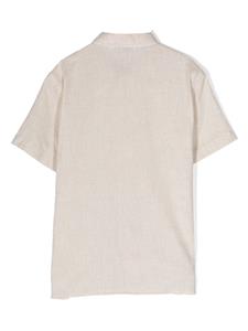 Paolo Pecora Kids Shirt met geborduurd logo en klassieke kraag - Beige