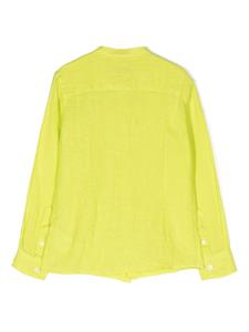 paolopecorakids Paolo Pecora Kids Shirt met bandkraag van linnenblend - Groen