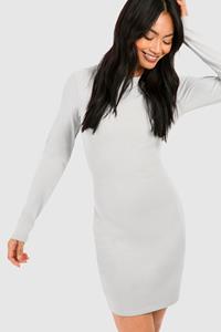 Boohoo Super Zachte Premium Bodycon Mini Jurk Met Lange Mouwen, Grey Marl