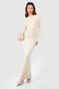 Boohoo Premium Super Soft Long Sleeve Bodycon Maxi Dress, Stone