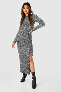 Boohoo Zachte Gebreide Mergel Maxi Trui Jurk, Black
