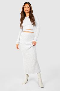 Boohoo Zachte Gebreide Mergel Maxi Rok, Grey
