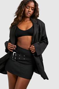 Boohoo Zacht Micro Mini Rokje Met Ceintuur, Black