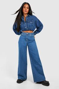Boohoo Basic Baggy Boyfriend Jeans, Mid Blue