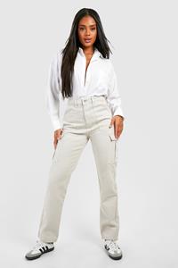 Boohoo Basic Jeans Met Cargo Zakken, Ecru