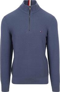 Tommy Hilfiger Half Zip Trui Structuur Blauw