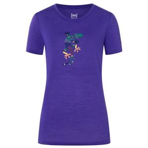 SUPER.NATURAL T-Shirt für Damen, Merino EL GECKO Tier Motiv, Reise, bunt