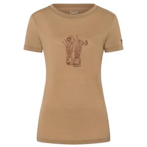 SUPER.NATURAL Print-Shirt Merino T-Shirt W FLOWER BOOTS TEE funktioneller Merino-Materialmix
