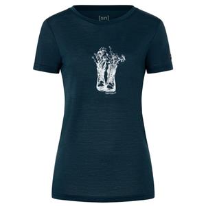 SUPER.NATURAL Print-Shirt Merino T-Shirt W FLOWER BOOTS TEE funktioneller Merino-Materialmix