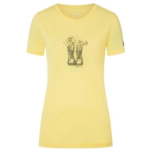 Super.Natural  Women's Flower Boots Tee - Merinoshirt, geel/beige