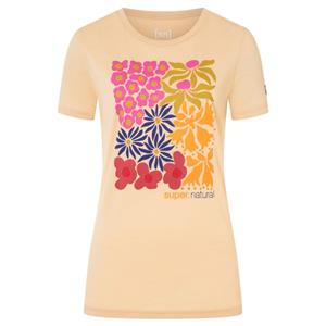 SUPER.NATURAL T-Shirt für Damen, Merino MAT IS Blumen Motiv, Reise, bunt