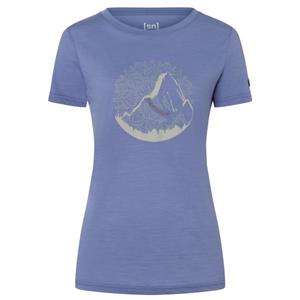 Super.Natural  Women's Mountain Mandala Tree Tee - Merinoshirt, blauw/ copper