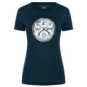 SUPER.NATURAL T-Shirt für Damen, Merino SALT & ROCK Meer Motiv, atmungsaktiv