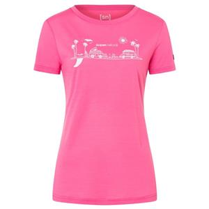 SUPER.NATURAL T-Shirt für Damen, Merino ALL ON BOARD Palmen Motiv, casual