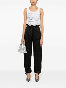 GANNI Satijnen high waist cargo broek - Zwart