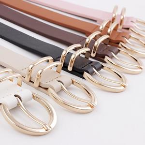 R&N Fashion Round Pin Buckle Belts For Women Solid Color Pu Leather Ladies Waist Belt Female Black Brown Wild Trouser Waistband