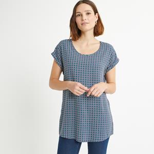 ANNE WEYBURN Bedrukte blouse, ronde hals, korte mouwen