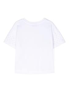 chiaraferragnikids Chiara Ferragni Kids T-shirt verfraaid met bergkristal - Wit
