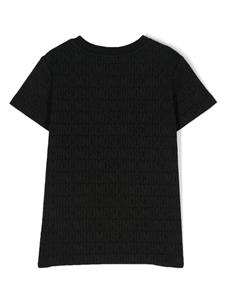 moschinokids Moschino Kids Geribbeld T-shirt met logo-jacquard - Zwart