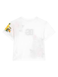 dolce&gabbanakids Dolce & Gabbana Kids T-shirt met roosprint - Wit