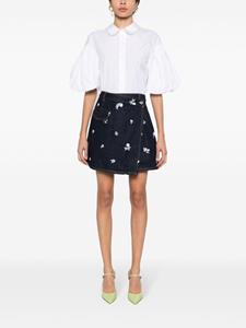 Lanvin floral-embroidered denim skirt - Blauw