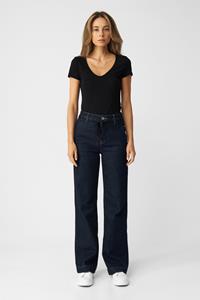 Dawn Damen vegan Jeans Flared Dew French Pocket Raw Blau