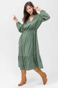 LOVJOI Damen vegan Midikleid Sollia Grün