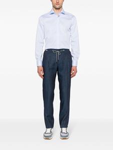 Corneliani elasticated-waist linen trousers - Blauw
