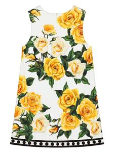 dolce&gabbanakids Dolce & Gabbana Kids Blousejurk met roosprint - Geel