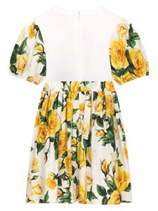 dolce&gabbanakids Dolce & Gabbana Kids Blousejurk met roosprint - Geel