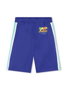 kenzokids Kenzo Kids Shorts van biologisch katoen met logoprint en trekkoord - Blauw