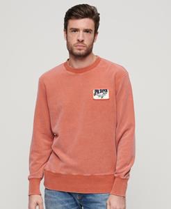 Superdry Mannen Mechanic Sweatshirt met Ronde Hals en Losse Pasvorm Oranje