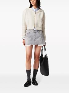 Miu Miu logo-embroidered denim miniskirt - Grijs