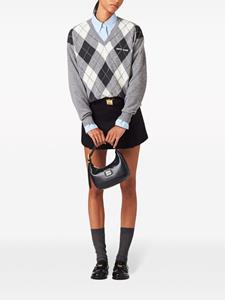 Miu Miu logo-plaque wool miniskirt - Zwart