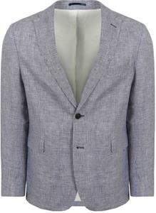 Suitable Blazer Pepita Linnen Blauw