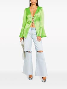 Retrofete Satijnen blouse - Groen